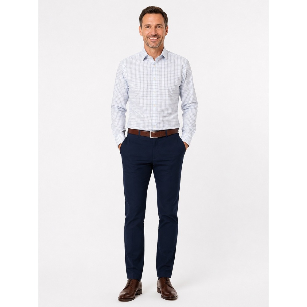 J.Crew Performance Slim Fit Shirt Mens Small Blue White Check BW4011 Stretch NEW